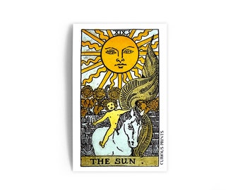 Vintage Sun Tarot Card Waterproof Sticker