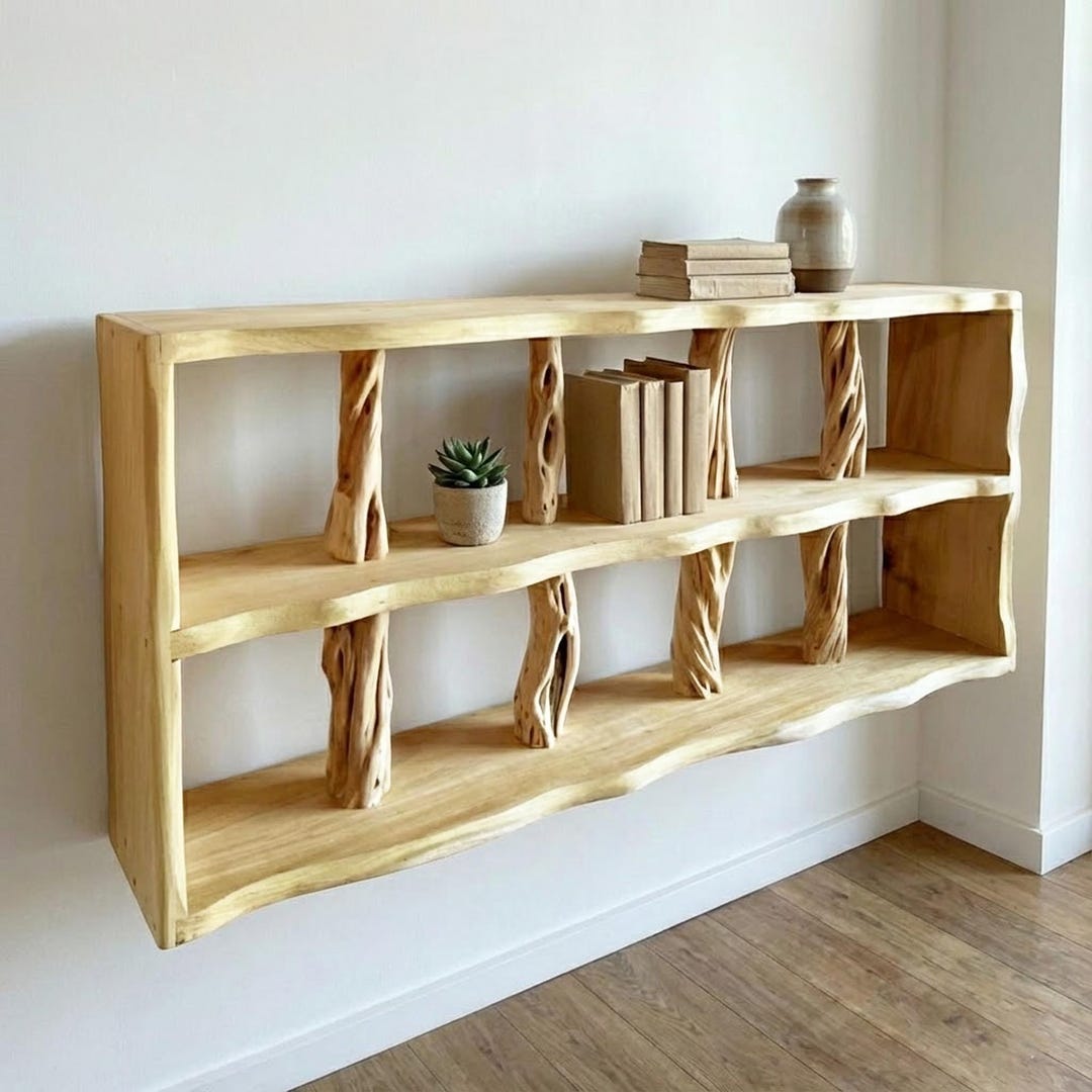 Solid Wood Floating Shelves on Wall Mount Live Edge Tree Branch Corner ...