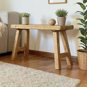 Reclaimed wood console table handcrafted solid wood entryway table live edge furniture decor for home
