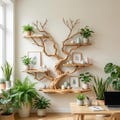 Tree branch boho wall shelf driftwood floating bookshelf entryway natural wood wall mounted shelves