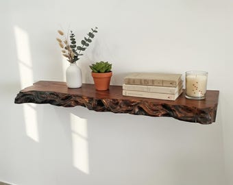 Long floating shelf live edge wood shelves on wall driftwood bookshelf handcrafted bookshelves decoration