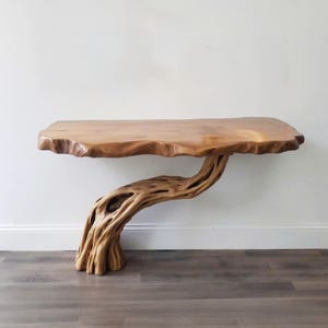 Tree branch console table driftwood entryway media console narrow wood hall table live edge side table rustic furniture decoration