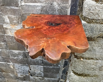 Estantes de pared de esquina de madera con borde vivo, estantería flotante montada en la pared, estantería rústica, muebles hechos a mano