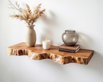 Zwevende planken live rand houten plank handgemaakte gesneden golvende zwevende plank sculptuur kunst hangende planken