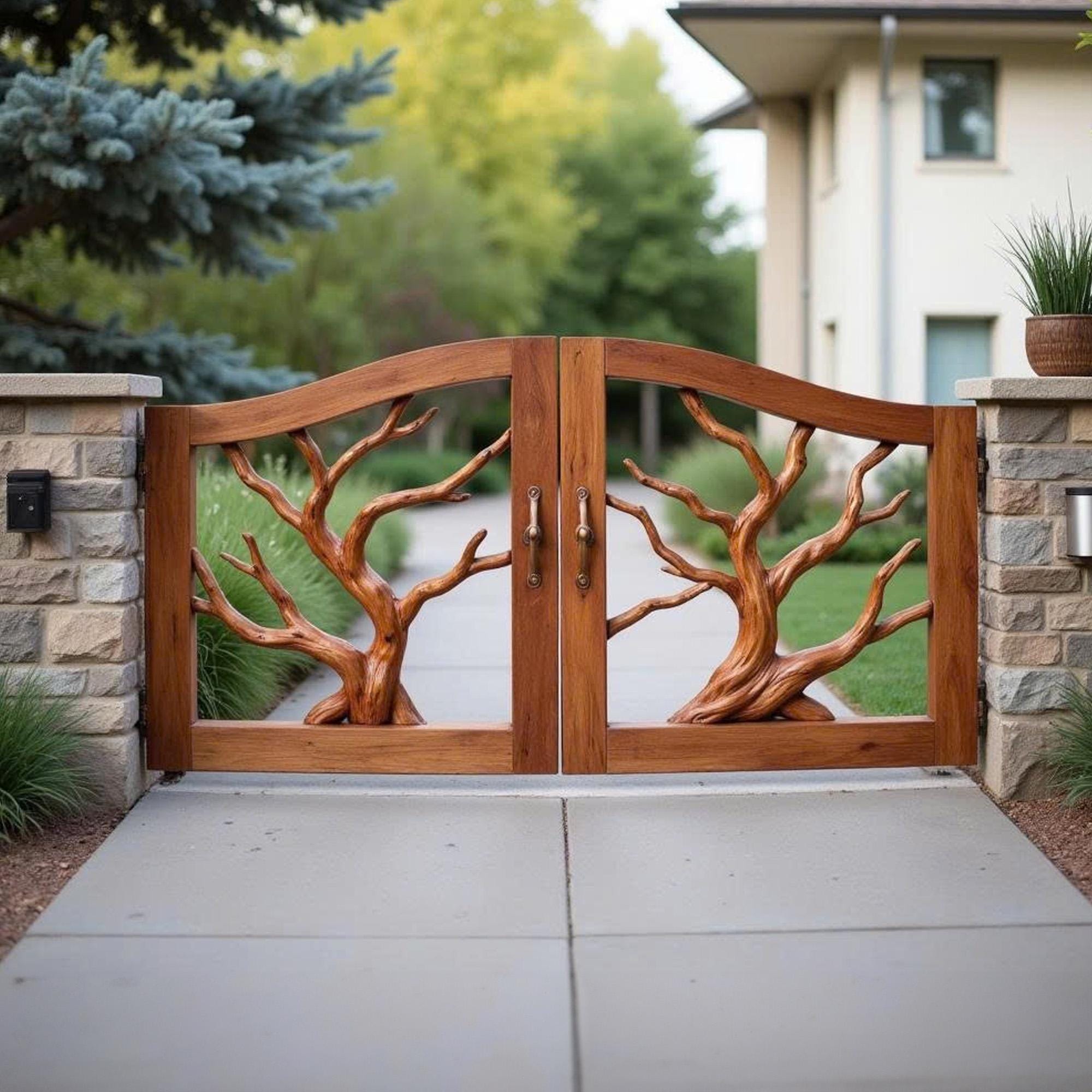 Tree Branch Wood Garden Gate Driftwood Entry Gate Handcrafted Wood ...
