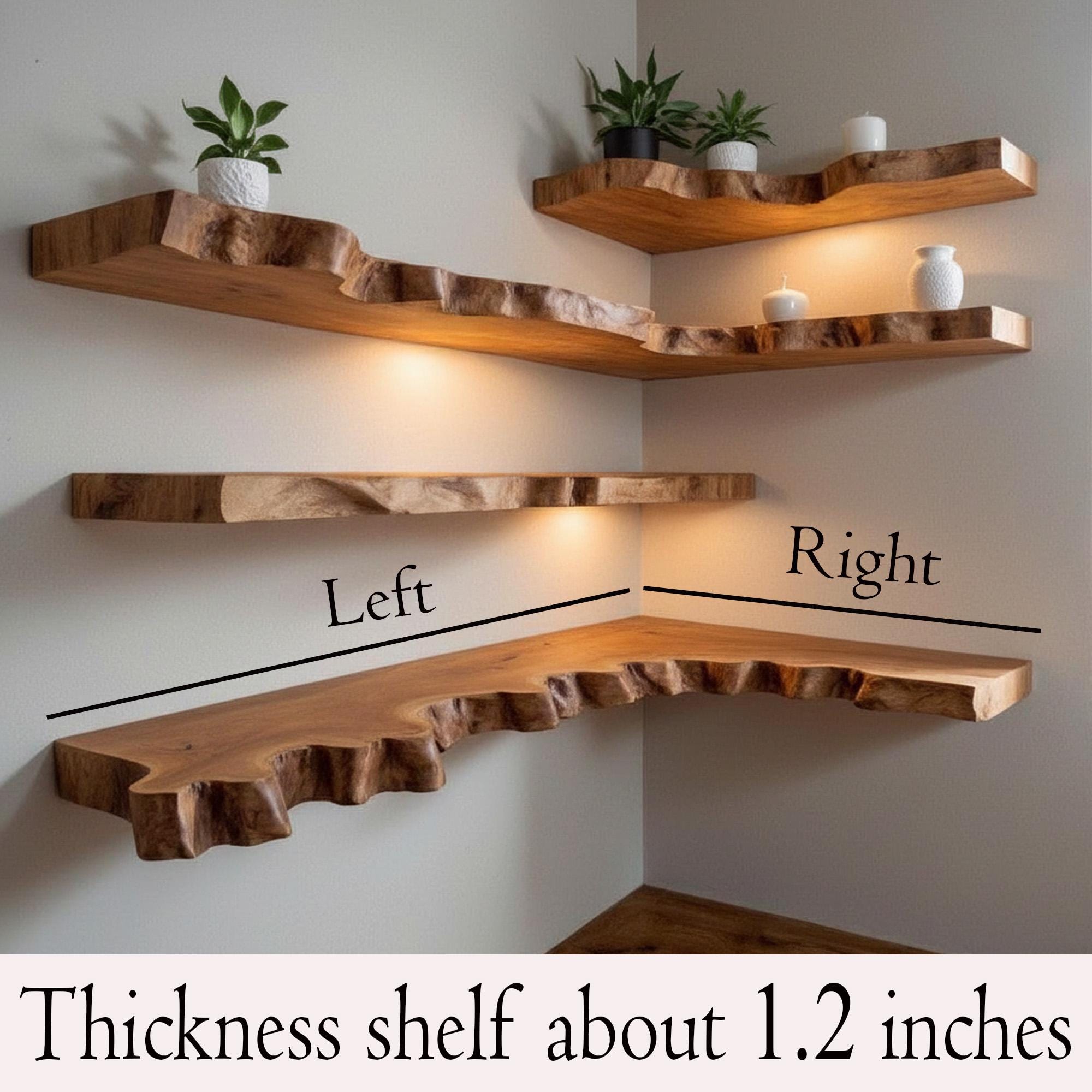 Live Edge Shelf Solid Wood Floating Corner Shelves Handcrafted