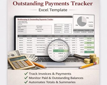 Outstanding Payments Tracker Excel | Invoice & Bookkeeping Spreadsheet for Small Business