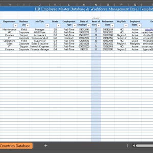 HR Employee Database Excel Template | Workforce Management Dashboard ...