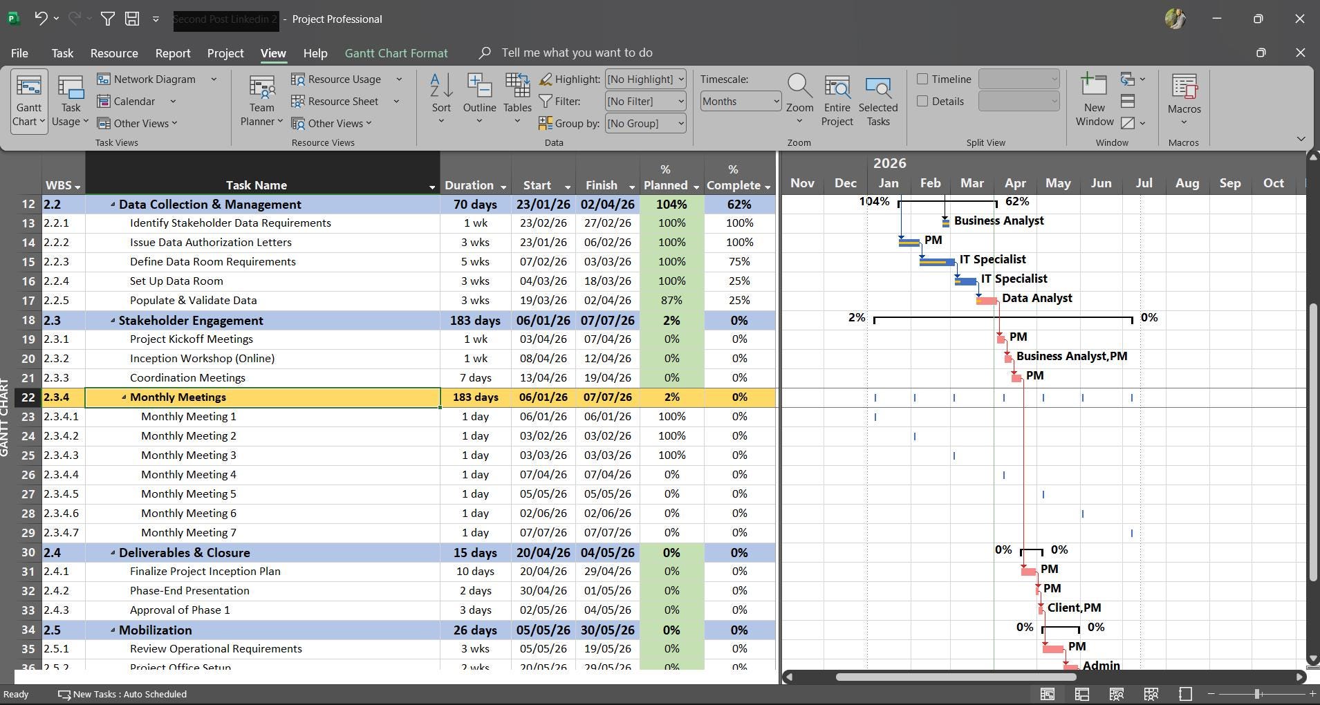 Project Schedule Ms Project MS Project Gantt Chart Schedule Plan Vs Actual - Etsy