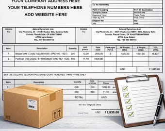Export Invoice and Packing List Template | Excel Commercial Invoice for International Shipping & Customs