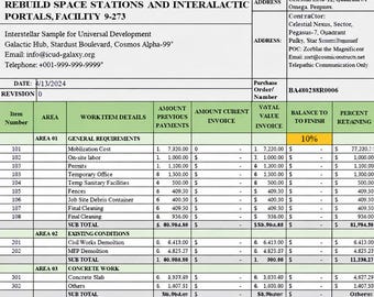 Project Schedule of Values Template - Construction Draw Request & Pay Application Excel