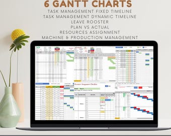 Excel Gantt Chart Bundle: Project & Resource Management (6-in-1)