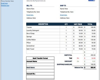 Small Business Invoice Template | Clean & Professional Design | With Tax, Discount and Shipping
