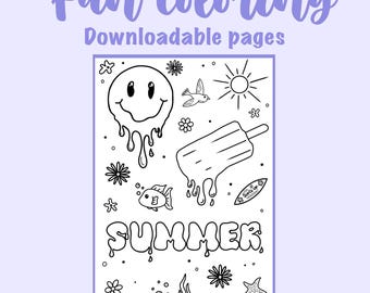 Coloriages mignons | Été | Imprimable | 1 Fichiers numériques