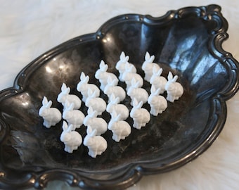 Cutest approx. 1 inch miniature all white -set of 10- bunny rabbits set of 3D printed in white PLA
