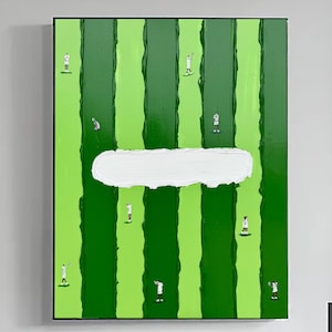 Large Sports Tennis Painting Green Textured Wall Art Green 3D Texture Painting Tennis Wall Art Tennis Lovers Gifts Green Minimalist Art