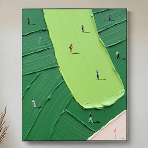 3D Green Golf Abstract Painting Green Golf Canvas Wall Art Green Textured Wall Art Golf Course Painting Golf Lovers Gifts Handmade Painting