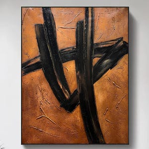 Black Brown Wabi Sabi Wall Art Abstract Minimalist Painting Brown Wall Art Large Black Minimalist Wall Art Neutral Texture Canvas Art