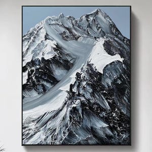Framed Abstract Mountains Painting on Canvas Heavy Textured Mountain Painting Modern Living Room Wall Art Gift for Her Custom Oil Painting