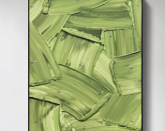 Cuadro de tenis verde en 3D, arte de pared con textura verde, cuadro con textura verde en 3D, arte de pared de tenis, regalos para amantes del tenis, arte minimalista verde
