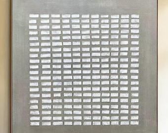 Arte mural con textura 3D gris: pintura minimalista de yeso sobre lienzo