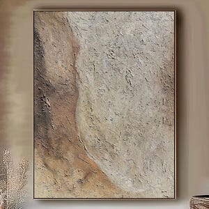 Beige Abstract Wall Art Large Texture Painting on Canvas Wabi Sabi Wall Art Beige Abstract Minimalism Painting Neutral Texture Wall Art
