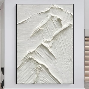 3D Blumen Gemälde auf Leinwand eingerahmt Gips Stil texturierte Wand Kunst Elfenbein Wabi-Sabi Wohnzimmer Dekor Boho Moderne Leinwand