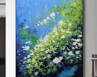 Bloemenschilderij met textuur: abstracte bloemmuurkunst op canvas