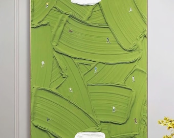 Regalo de fútbol, lienzo texturizado verde, arte de pared de fútbol, arte de fútbol texturizado verde, decoración de fútbol, lienzo deportivo, pintura verde natural
