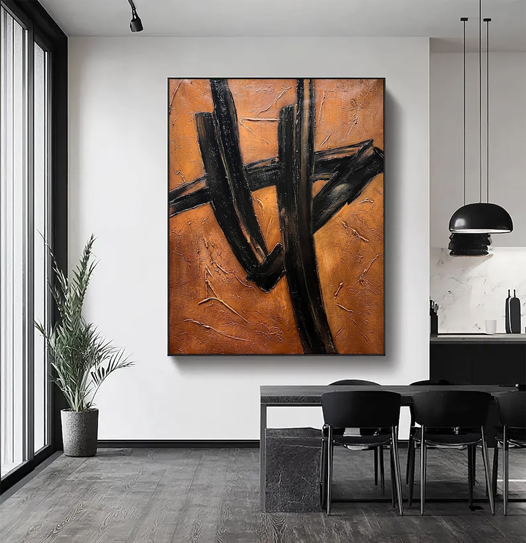 Abstract Black Brown Wabi Sabi Texture Painting: Minimalist Canvas Art ...