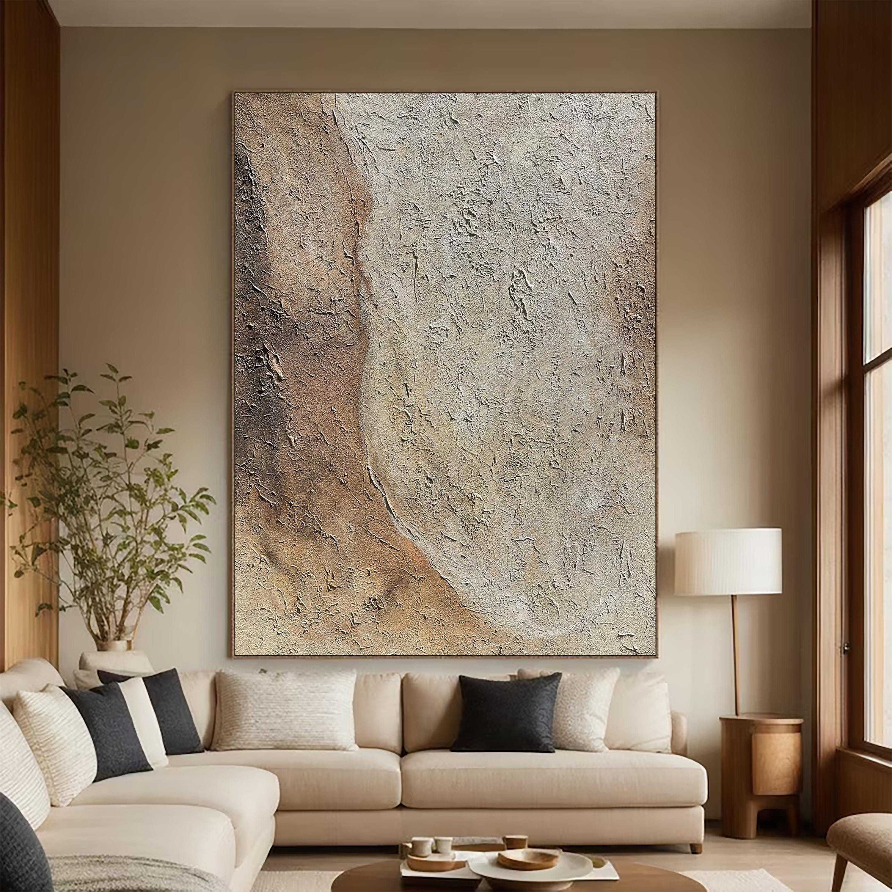 Beige Abstract Texture Painting: Large Wabi Sabi Canvas Art - Etsy