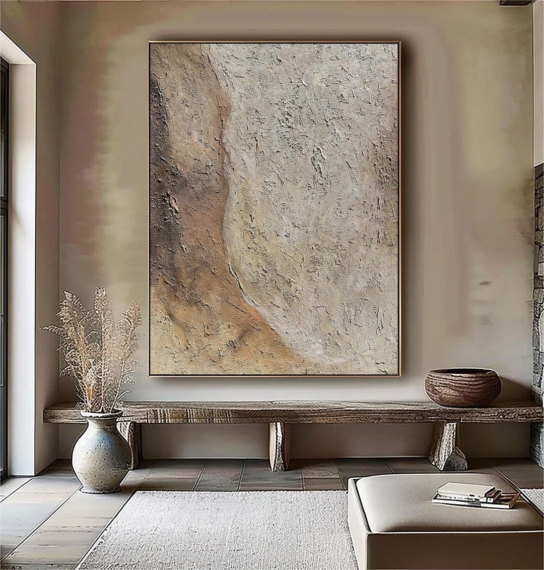 Beige Abstract Texture Painting: Large Wabi Sabi Canvas Art - Etsy