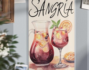 Lámina artística de sangría: decoración de pared vibrante para carrito de bar