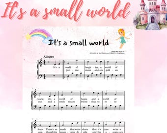 Partitura para piano de "It's a Small World": Solo de piano fácil de Disney (Descarga digital)