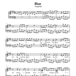 Blau - Yung Kai (Piano Solo)| Klavier Noten - Digital Download | Druckbare Noten PDF Download