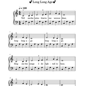 Long Long Ago - (Easy Piano Solo)| Piano Sheet Music - Digital Download