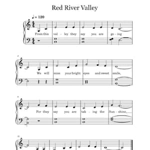 Red River Valley - (Easy Piano Solo) | Piano Sheet Music - Digital Download