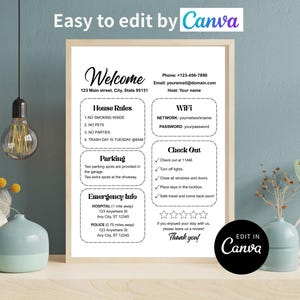 Airbnb Welcome Sign Template| Welcome Guide Airbnb| Airbnb Rental Check Out Instruction Sign| House Rules | Airbnb WIFI sign Template