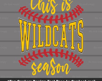 Wildcats SVG PNG, Eps, Béisbol Wildcats, Día de juego, Archivo de corte Cricut, Regalos de béisbol, Béisbol PNG, Descarga digital, Esta es la temporada de los Wildcats