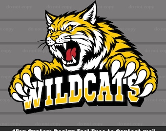 Wildcats SVG PNG, descarga digital, archivo de corte, Cricut, béisbol, regalos de fútbol americano, mascota escolar, día de partido, ideal para imprimir, camiseta, pegatina