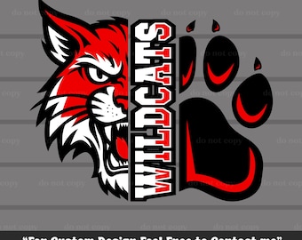 Wildcats PNG, Wildcats SVG, Wildcat Paw, Wildcats Svg Cricut Cut file, Eps, Wildcat Cheers, Wildcat Mascot, Red Wildcats Vector, T-shirt