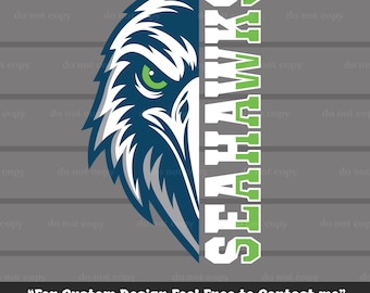 シーホークス SVG PNG ベクター Cricut カットファイル レイヤー EPS、シーホークス ゲームデー、フットボール SVG、印刷、T シャツ、マスコット、デジタルダウンロードに最適