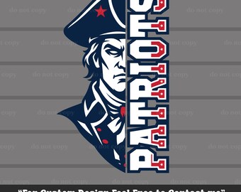 Patriotas SVG, Patriotas PNG, Archivo de corte Cricut, EPS, Mascota de los Patriotas, Descarga instantánea, Mascota de fútbol americano y béisbol de los Patriotas, Día de partido, Camiseta