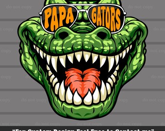 Papa Gators SVG PNG, archivo de corte, Cricut, béisbol, regalos de fútbol americano, mascota escolar, día de partido, descarga digital, ideal para imprimir, camiseta, taza
