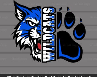 Wildcats PNG, Wildcats SVG, Wildcats Svg Archivo de corte Cricut, Wildcats Vector azul, Wildcats Mascot, Wildcats Paw, Wildcats Spirit, Logotipo, Eps