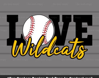 Amor por los Wildcats SVG PNG, Béisbol de los Wildcats, Día de partido, Archivo de corte Cricut, Mamá beisbolera, Regalos de béisbol, Béisbol PNG, Descarga digital, ¡Salud!