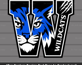 Wildcats PNG, Wildcats SVG, Mascota de los Wildcats, Vector de los Wildcats azules, Archivo de corte Cricut de los Wildcats Svg, Eps, Equipo de los Wildcats, Logotipo, Espíritu de los Wildcats