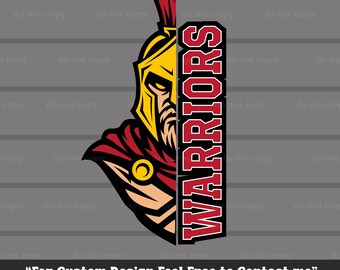 Warriors SVG, Warriors PNG, archivo de corte Cricut, EPS, mascota de los Warriors, descarga instantánea, mascota de fútbol americano y béisbol de los Warriors, día de partido, camiseta