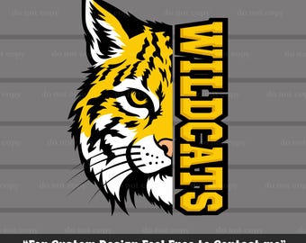 Wildcats SVG PNG, descarga digital, día de partido, archivo de corte, Cricut, béisbol, regalos de fútbol americano, mascota escolar, ideal para imprimir, camiseta, pegatina