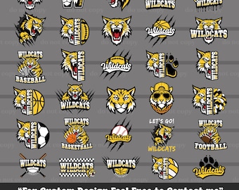 Paquete de 30 SVG y PNG de los Wildcats, vector de los Wildcats, Cricut de los Wildcats, archivo de corte, EPS, mascota de los Wildcats, porras de los Wildcats, pata de los Wildcats, día de juego de los Wildcats